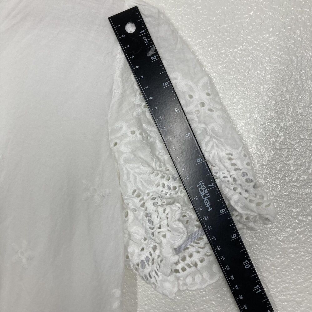 Sun Dress Summer Boho White Floral SHEIN Womens XL Lace Puff Sleeve V Neck Swing - Picture 9 of 16